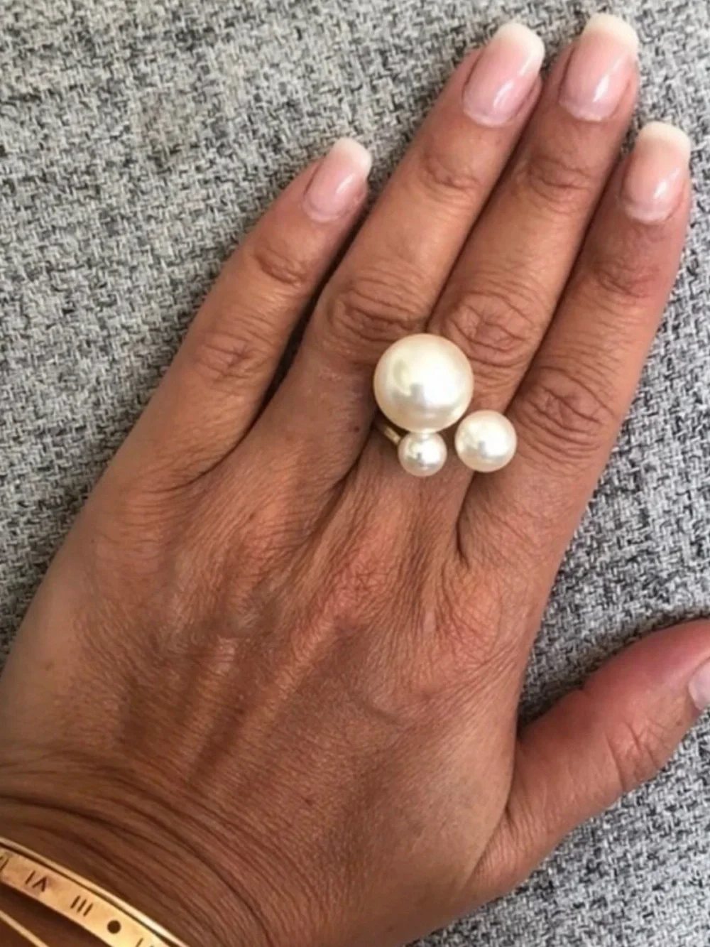 ✨3for$38  New Faux Pearl Trio Adjustable Statement Ring Pearl Illusion Cuff Ring